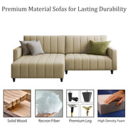 Netlie 4 Seater LHS L Shape Sofa Set for Living Room (Cream Fabric) Premium Fabric Sofa Set for Living Room