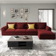 Delton RHS 6 Seater L Shape Sofa Set for Living Room (Maroon) Premium Fabric