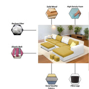 Badger RHS 8 Seater L Shape Sofa Set with Center Table for Living Room (Grey Fabric) Premium Fabric Sofa
