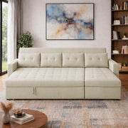 Casaliving Treshta 6 Seater LHS L - Shape Pull-Out Sofa Cum Bed Sofa for Living Room (Dark Grey Fabric Color) Premium Fabric Sofa Set for Living Room Sofa Cum Bed