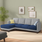 Swaloni LHS 6 Seater L Shape Sofa Set for Living Room (Blue Grey) Premium Fabric Sofa