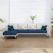 Falco LHS 6 Seater L Shape Sofa Set for Living Room (Blue Grey Fabric) Premium Fabric Sofa