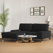 Latieo LHS 2 Seater Lounger L Shape Sofa Set for Living Room (Black) Premium Fabric Sofa