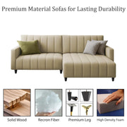 Netlie 4 Seater RHS L Shape Sofa Set for Living Room (Cream Fabric) Premium Fabric Sofa Set for Living Room
