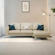 Falco RHS 4 Seater L Shape Sofa Set for Living Room (Cream Fabric) Premium Fabric Sofa