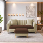 Casaliving Doraldo 2 Seater with Ottoman Sofa Set for Living Room (Black Colour) Premium Fabric Sofa Set
