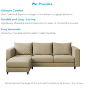 Mikasa 4 Seater LHS L Shape Sofa Set for Living Room (Cream Fabric) Premium Fabric Sofa Set for Living Room