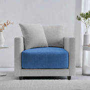 Dominic 1 Seater Sofa Set for Living Room (Black Grey Fabric) Premium Fabric Sofa