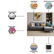 Aria RHS 4 Seater L Shape Sofa Set for Living Room (Dark Grey) Premium Fabric Sofa Set