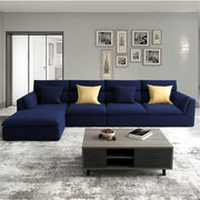 Delton LHS 6 Seater L Shape Sofa Set for Living Room (Blue) Premium Fabric