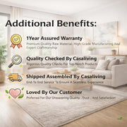 Casaliving Daxos 4 Seater L Shape Sofa Set with Movable Ottoman | Flexible Left or Right Layout | Cozy Velvet Fabric | Soft Touch Seating | Modern Designer Sofa for Living Room (Black)