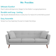 Letty 3 Seater Sofa Set for Living Room (Grey Colour) Premium Fabric Sofa