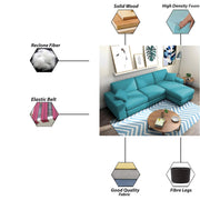 Martin 4 Seater RHS L Shape Sofa Set for Living Room (Turquise Colour Fabric)