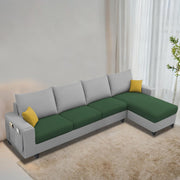 Casaliving Porto LHS 6 Seater L Shape Sofa Set for Living Room (Black Fabric) Premium Velvet Fabric