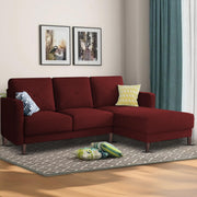 Swaloni RHS 4 Seater L Shape Sofa Set for Living Room (Maroon) Premium Fabric Sofa