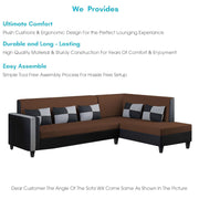 Nordy RHS 6 Seater L Shape Sofa Set for Living Room (Brown Black Colour) Premium Fabric Sofa Set
