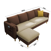 Robben 3 Seater Sofa Set with Center Table for Living Room (Brown Cream Colour) Premium Fabric Sofa