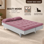 Casaliving Danny Sofa Cum Bed for Living Room Premium Fabric Sofa New 3 Seater Sofa Cum Bed Velvet Fabric with 2 Cushions and Suitable for All Indoor (Black Grey)