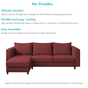 Mikasa 4 Seater LHS L Shape Sofa Set for Living Room (Maroon Fabric) Premium Fabric Sofa Set for Living Room