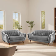 Casaliving Anyse 2 Seater Sofa Set for Living Room (Grey Colour Fabric) Premium Fabric Sofa