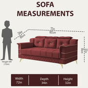 Julio 3 Seater Sofa Set for Living Room (Maroon Colour Fabric) Premium Fabric Sofa