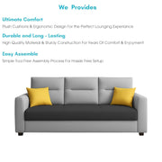 Evona 3 Seater Sofa Set for Living Room (Black Grey Colour Fabric) Premium Fabric Sofa