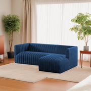 Rowan RHS 4 Seater L Shape Sofa Set for Living Room (Blue Fabric) Premium Fabric Sofa