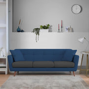 Letty 3 Seater Sofa Set for Living Room (Blue Black Colour) Premium Fabric Sofa
