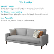 Kaven 3 Seater Sofa Set for Living Room (Yellow Grey Colour Fabric) Premium Fabric Sofa