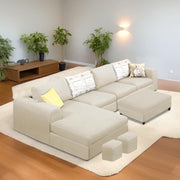 Badger RHS 8 Seater L Shape Sofa Set with Center Table for Living Room (Grey Fabric) Premium Fabric Sofa