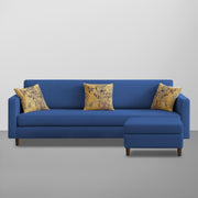 Casaliving Premium Lifestyle Fabric 5 Seater L Shape Sofa Set 4 Seater Modern Sofa Set & Ottoman for Living Room (Blue Color)