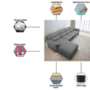 Janifer LHS 6 Seater L Shape Sofa Set for Living Room (Dark Grey Colour) Premium Fabric Sofa Set