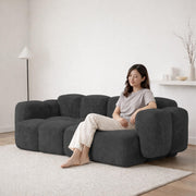 Aveline Modern Premium Boucle Fabric Sofa, Upholstered 3 Seater Sofa Set for Living Room, (Black Colour) Premium Boucle Fabric Sofa