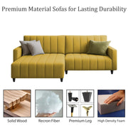 Netlie 4 Seater LHS L Shape Sofa Set for Living Room (Yellow Fabric) Premium Fabric Sofa Set for Living Room