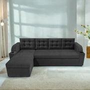 Grance LHS 4 Seater Corner Sofa Cum Bed for Living Room (Black Fabric) Premium Fabric Sofa