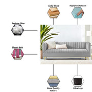 Jarvis 3 Seater Sofa Set for Living Room (Dark Grey Fabric) | Premium Fabric Sofa Set