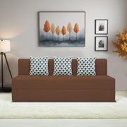Marcus 3 Seater Sofa Cum Bed with 3 Cushions for Living Room (Black Fabric) Premium Fabric Sofa Set 6.5 X 6.5 Feet