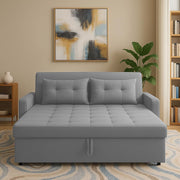 Treshta 2 Seater Pull-Out Premium Fabric Sofa Cum Bed Sofa Set for Living Room (Blue Fabric Color) Premium Fabric Sofa Set for Living Room