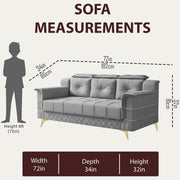 Julio 3 Seater Sofa Set for Living Room (Grey Colour Fabric) Premium Fabric Sofa