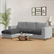 Charmi LHS 4 Seater L Shape Sofa Set for Living Room (Black Grey Fabric) Premium Fabric Sofa