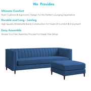 Casaliving Travis 4 Seater L Shape Convertible Sofa Set for Living Room, 3 Seater & Ottoman Modular Sectional Couch for Small Space (Blue Colour) Fabric