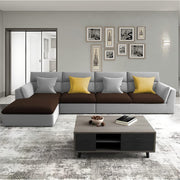 Delton LHS 6 Seater L Shape Sofa Set for Living Room (Brown Grey) Premium Fabric