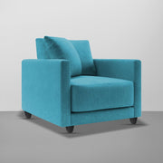 Dominic 1 Seater Sofa Set for Living Room (Black Grey Fabric) Premium Fabric Sofa