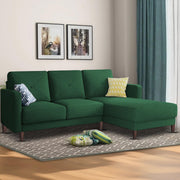 Swaloni RHS 4 Seater L Shape Sofa Set for Living Room (Green) Premium Fabric Sofa