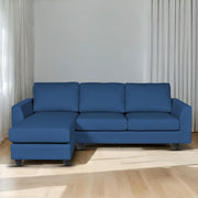 Danver LHS 4 Seater L Shape Sofa Set for Living Room (Blue Fabric) Premium Fabric Sofa