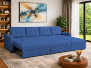 Casaliving Treshta 6 Seater LHS L - Shape Pull-Out Sofa Cum Bed Sofa for Living Room (Dark Grey Fabric Color) Premium Fabric Sofa Set for Living Room Sofa Cum Bed