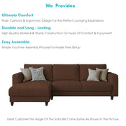 Oslo 4 Seater LHS L Shape Sofa Set for Living Room (Brown Fabric) Premium Fabric Sofa Set for Living Room