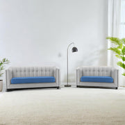 Casaliving Sinclair 3+1+1 Seater Sofa Set for Living Room (Blue Black Colour) Premium Fabric Sofa