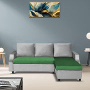 Asper RHS 4 Seater L Shape Sofa Set for Living Room (Green Grey Fabric) Premium Fabric Sofa