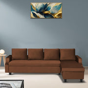 Asper RHS 6 Seater L Shape Sofa Set for Living Room (Brown Fabric) Premium Fabric Sofa